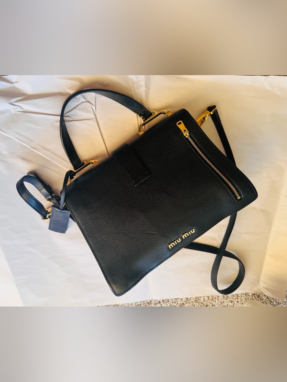 Miu Miu Madras Black Blue Leather Bag - Picture 3 of 8